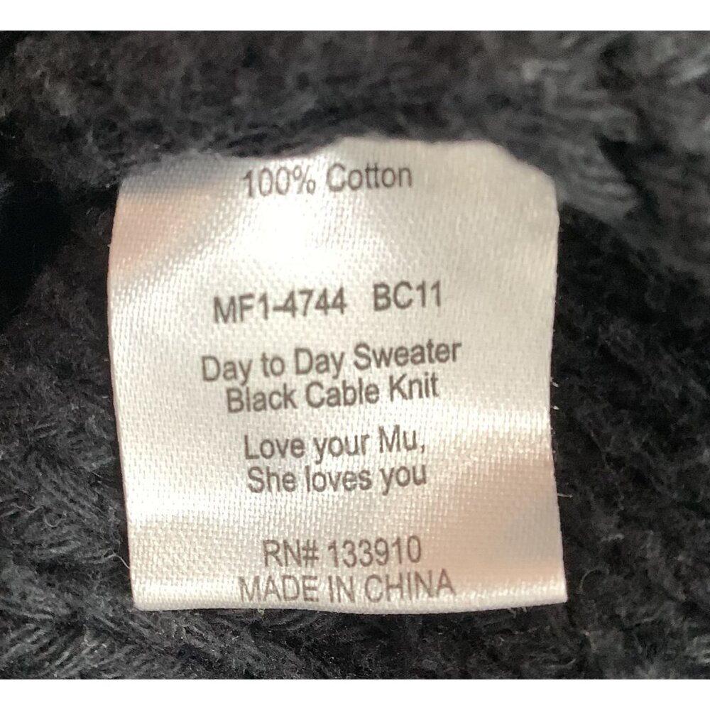 Show Me Your Mumu Black Cable Knit Day-To-Day Sweater L Womens Pullover Size L - Picture 6 of 7